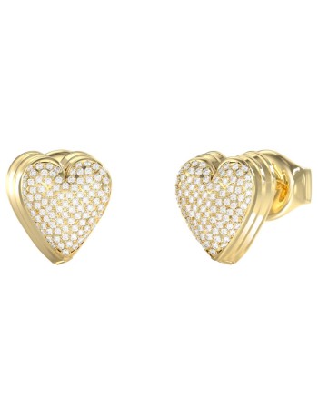 Γυναικεία σκουλαρίκια GUESS Gold Plated Steel By Your Side, Καρδιές Με Πέτρες - JUBE06080JWYGT-U