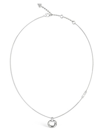 Γυναικείο κολιέ GUESS Steel Oh My G, κρεμαστό σχέδιο G με πέτρες και λογότυπο - JUBN04518JWRHT-U