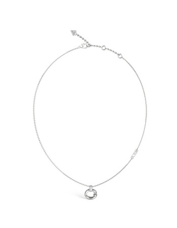 Γυναικείο κολιέ GUESS Steel Oh My G, κρεμαστό σχέδιο G με πέτρες και λογότυπο - JUBN04518JWRHT-U