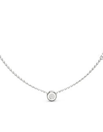 Γυναικείο κολιέ GUESS Steel Stylish, στρογγυλό σχέδιο με πέτρες και λογότυπο - JUBN04593JWRHT-U