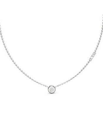 Γυναικείο κολιέ GUESS Steel Stylish, στρογγυλό σχέδιο με πέτρες και λογότυπο - JUBN04593JWRHT-U