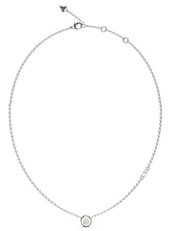 Γυναικείο κολιέ GUESS Steel Stylish, στρογγυλό σχέδιο με πέτρες και λογότυπο - JUBN04593JWRHT-U