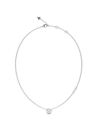 Γυναικείο κολιέ GUESS Steel Stylish, στρογγυλό σχέδιο με πέτρες και λογότυπο - JUBN04593JWRHT-U