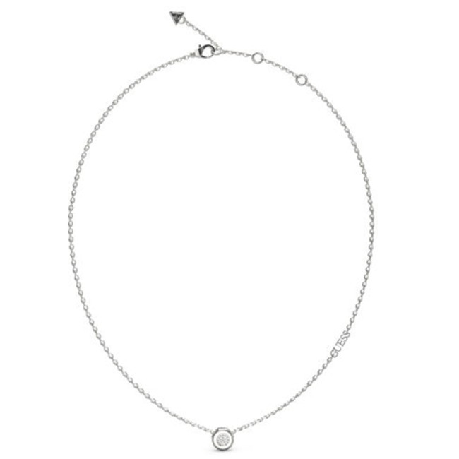 Γυναικείο κολιέ GUESS Steel Stylish, στρογγυλό σχέδιο με πέτρες και λογότυπο - JUBN04593JWRHT-U
