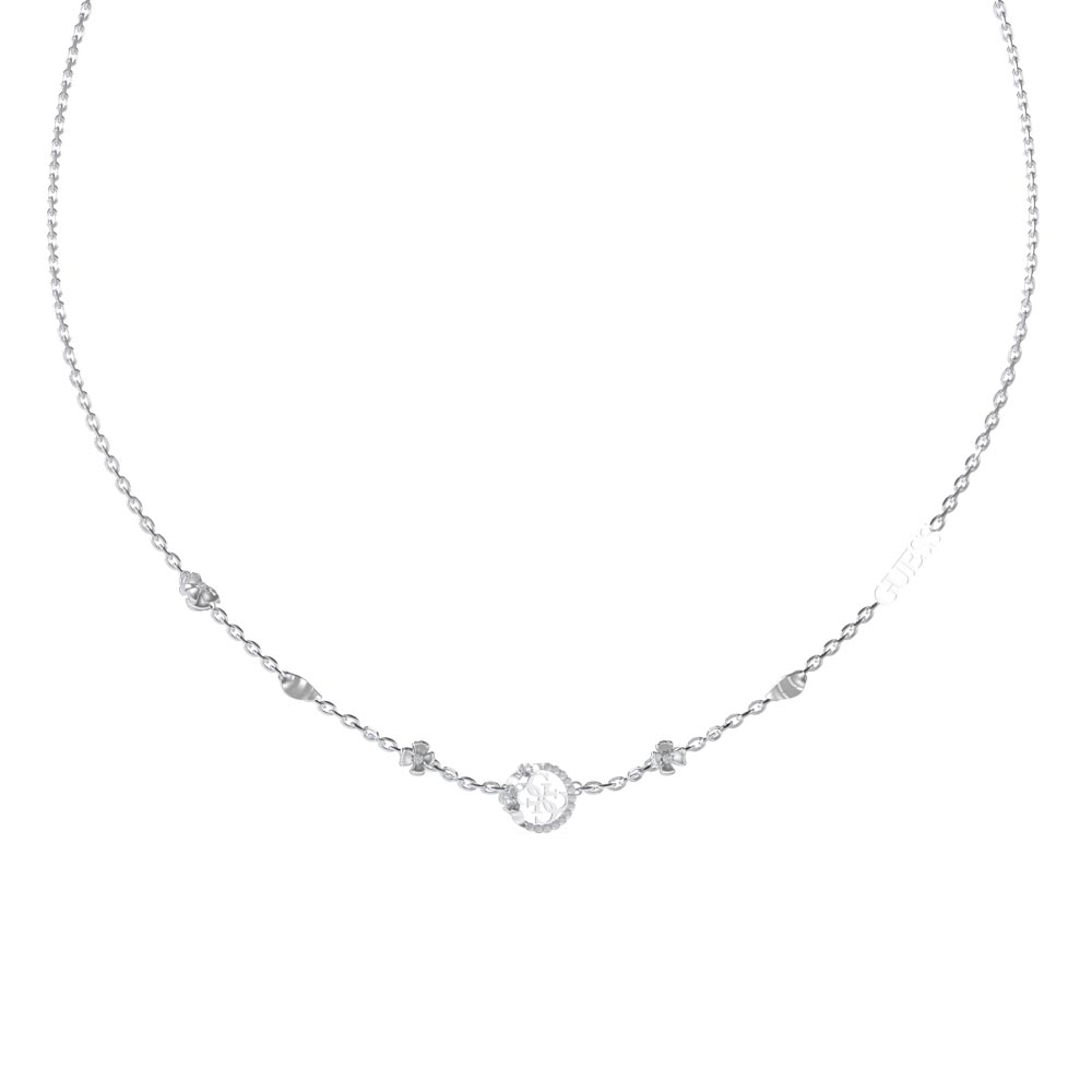 Γυναικείο κολιέ GUESS Steel 4 Love, με λουλούδια - JUBN05038JWRHT-U