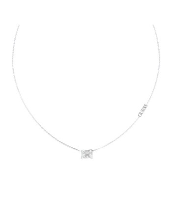 Γυναικείο κολιέ GUESS Steel Bamboo, με πέτρα και λογότυπο - JUBN05170JWRHT-U