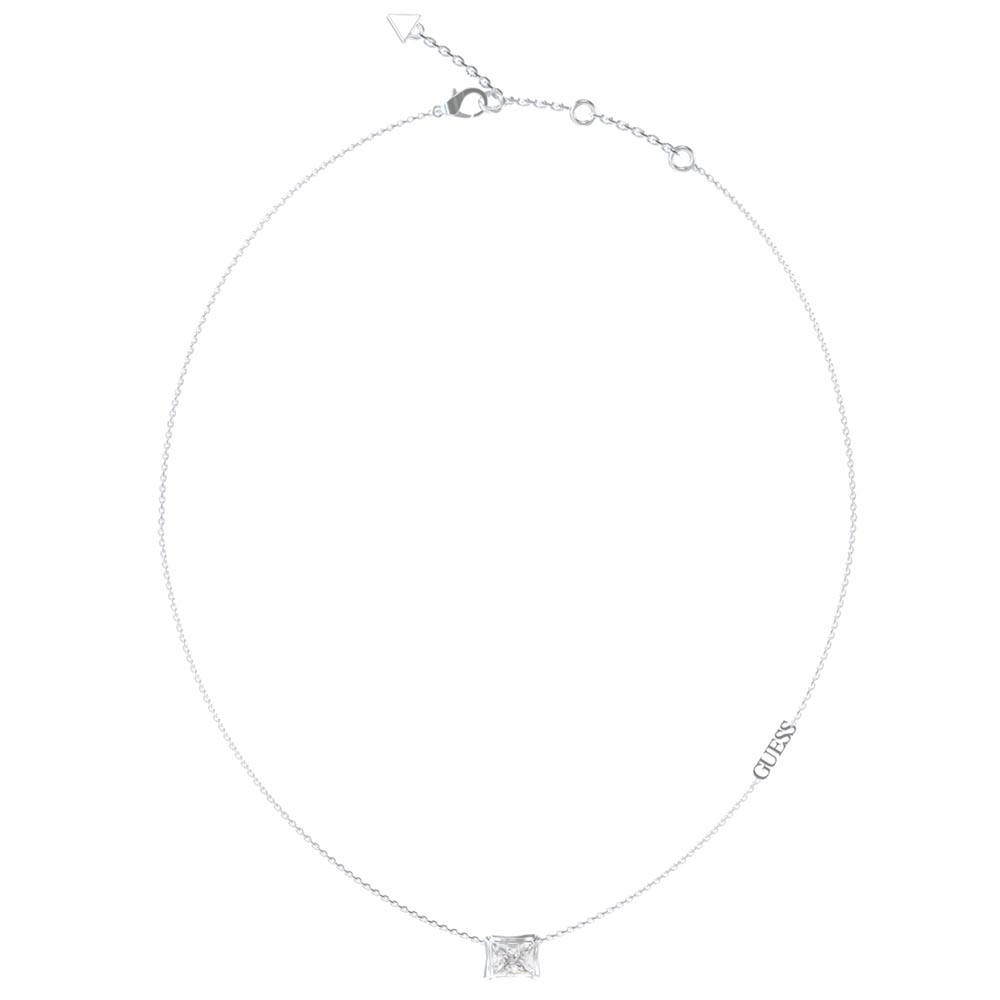 Γυναικείο κολιέ GUESS Steel Bamboo, με πέτρα και λογότυπο - JUBN05170JWRHT-U