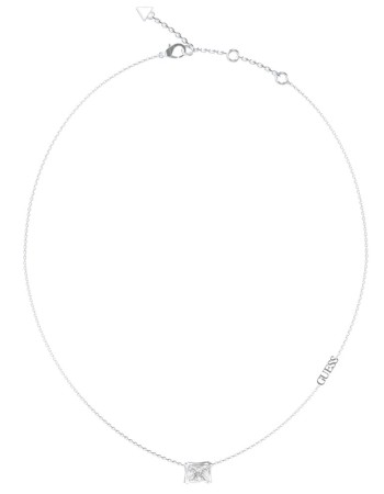 Γυναικείο κολιέ GUESS Steel Bamboo, με πέτρα και λογότυπο - JUBN05170JWRHT-U