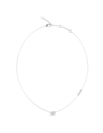 Γυναικείο κολιέ GUESS Steel Bamboo, με πέτρα και λογότυπο - JUBN05170JWRHT-U