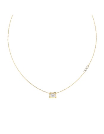 Γυναικείο κολιέ GUESS Gold Plated Steel Bamboo, με πέτρα και λογότυπο - JUBN05170JWYGT-U