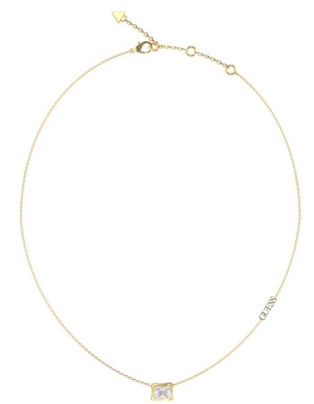 Γυναικείο κολιέ GUESS Gold Plated Steel Bamboo, με πέτρα και λογότυπο - JUBN05170JWYGT-U