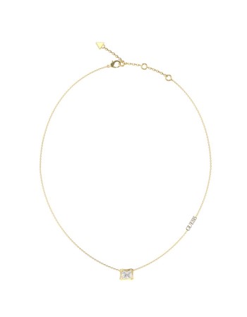 Γυναικείο κολιέ GUESS Gold Plated Steel Bamboo, με πέτρα και λογότυπο - JUBN05170JWYGT-U