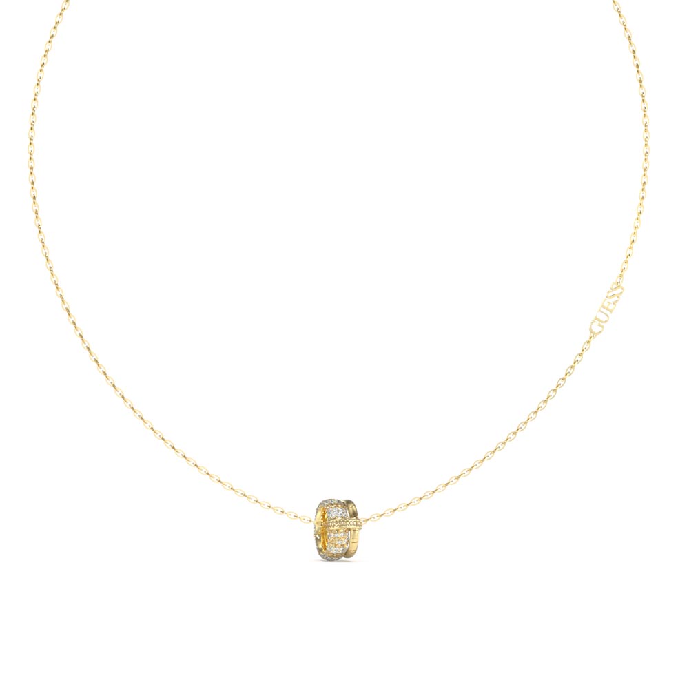 Γυναικείο κολιέ GUESS Gold Plated Steel Fabulous me, με πέτρες και λογότυπο - JUBN05195JWYGT-U