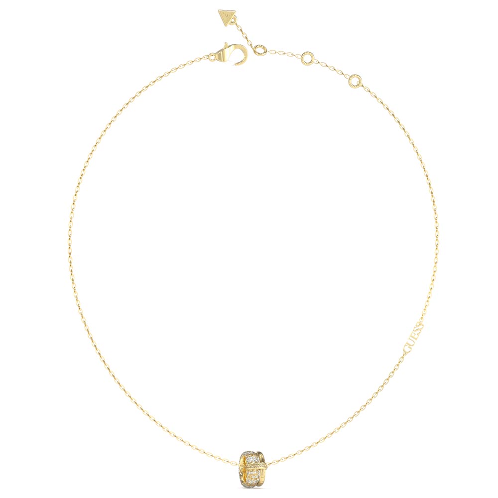 Γυναικείο κολιέ GUESS Gold Plated Steel Fabulous me, με πέτρες και λογότυπο - JUBN05195JWYGT-U