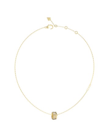 Γυναικείο κολιέ GUESS Gold Plated Steel Fabulous me, με πέτρες και λογότυπο - JUBN05195JWYGT-U