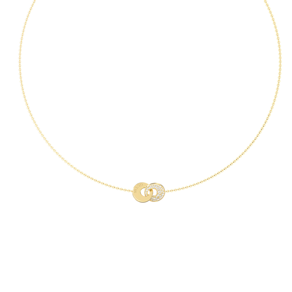 Γυναικείο κολιέ GUESS Gold Plated Steel Blooming Summer, με πέτρες και λογότυπο - JUBN05219JWYGT-U