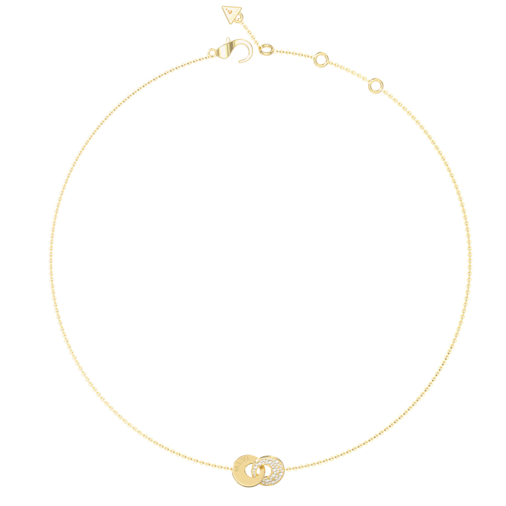 Γυναικείο κολιέ GUESS Gold Plated Steel Blooming Summer, με πέτρες και λογότυπο - JUBN05219JWYGT-U