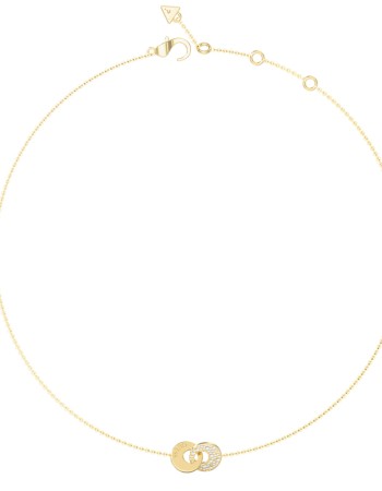 Γυναικείο κολιέ GUESS Gold Plated Steel Blooming Summer, με πέτρες και λογότυπο - JUBN05219JWYGT-U