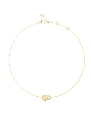 Γυναικείο κολιέ GUESS Gold Plated Steel Blooming Summer, με πέτρες και λογότυπο - JUBN05219JWYGT-U