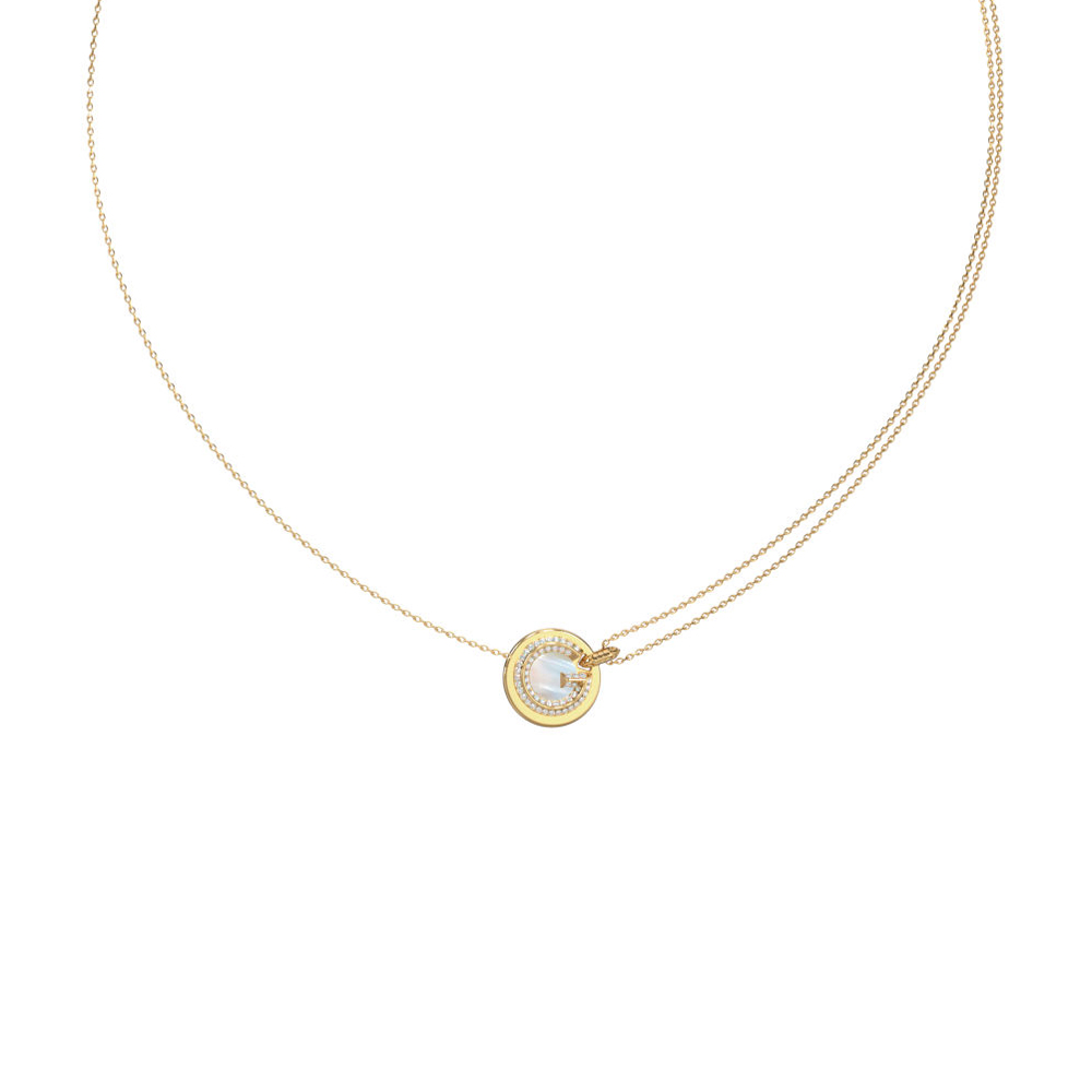 Γυναικείο κολιέ GUESS Gold Plated Steel G CRYSTAL, με Λογότυπο - JUBN05437JWYGT-U