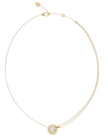 Γυναικείο κολιέ GUESS Gold Plated Steel G CRYSTAL, με Λογότυπο - JUBN05437JWYGT-U