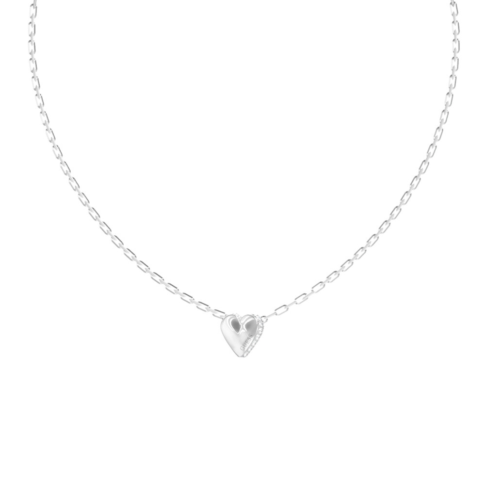 Γυναικείο κολιέ GUESS Steel By Your Side, καρδιά με πέτρες - JUBN06087JWRHT-U