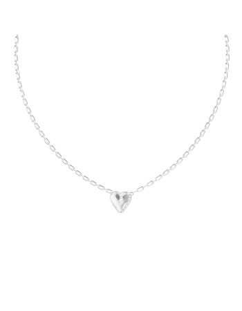 Γυναικείο κολιέ GUESS Steel By Your Side, καρδιά με πέτρες - JUBN06087JWRHT-U