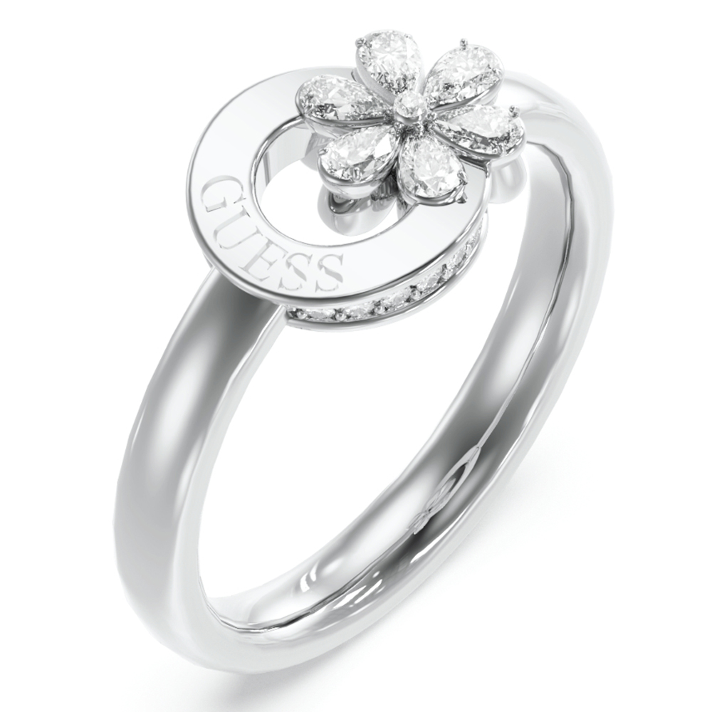 Γυναικείο δαχτυλίδι GUESS Steel Lily, Με ζιργκόν - JUBR05109JWRH