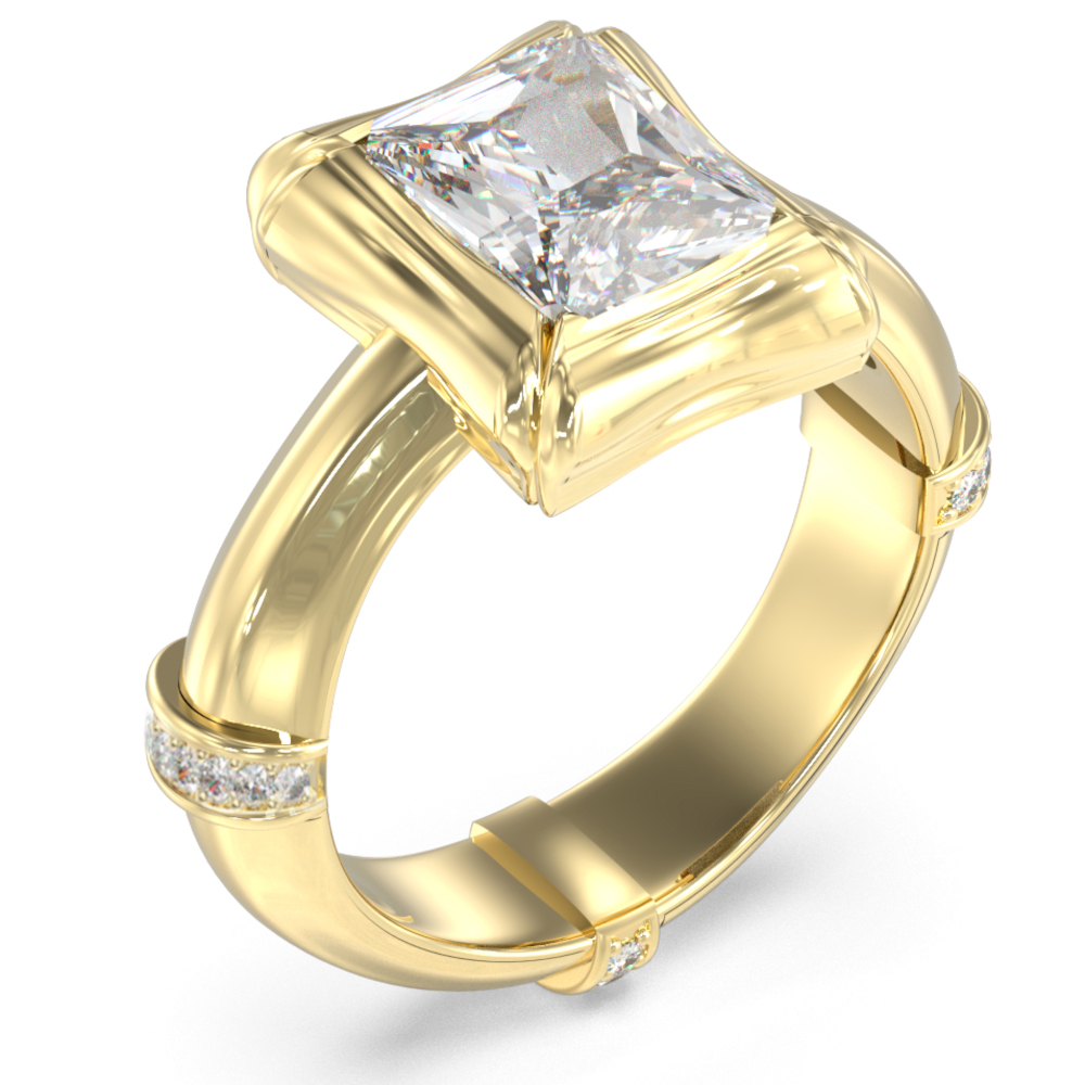 Γυναικείο Δαχτυλίδι GUESS Gold Plated Steel Bamboo - JUBR05173JWYGT-U