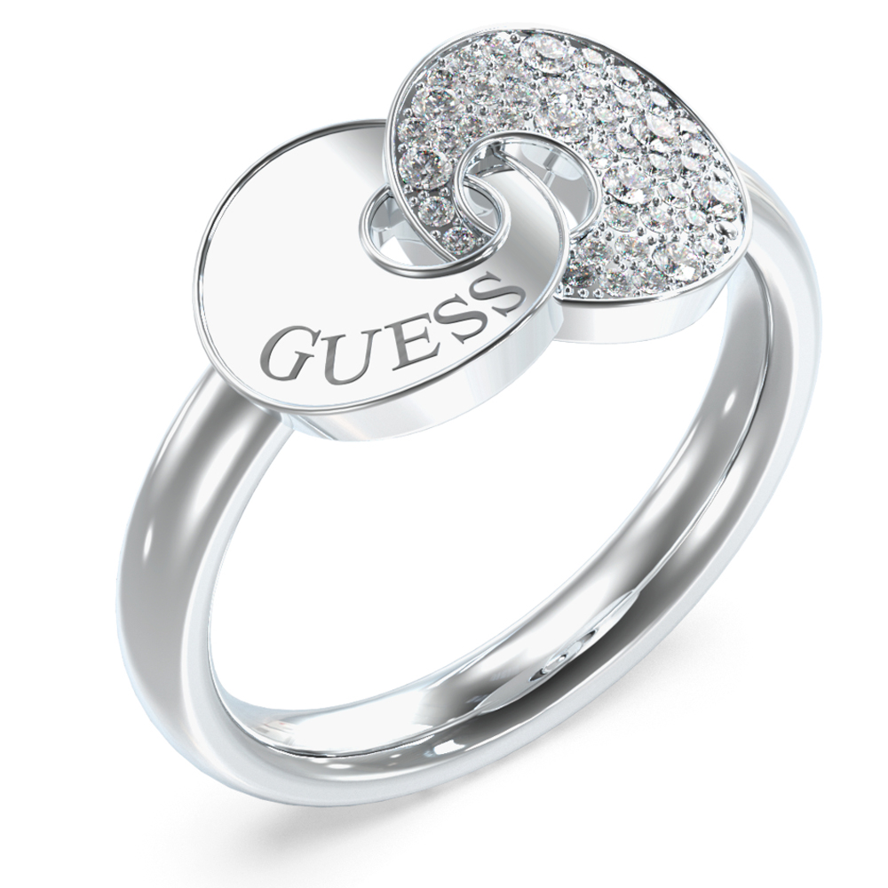 Γυναικείο δαχτυλίδι GUESS Steel Fabulous me, Με ζιργκόν και λογότυπο - JUBR05222JWRH54