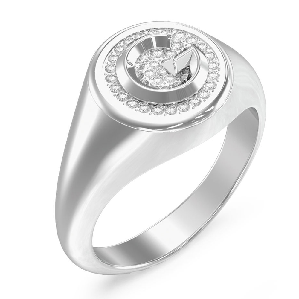 Γυναικείο δαχτυλίδι GUESS Steel CRYSTAL Logo - JUBR05449JWRH52