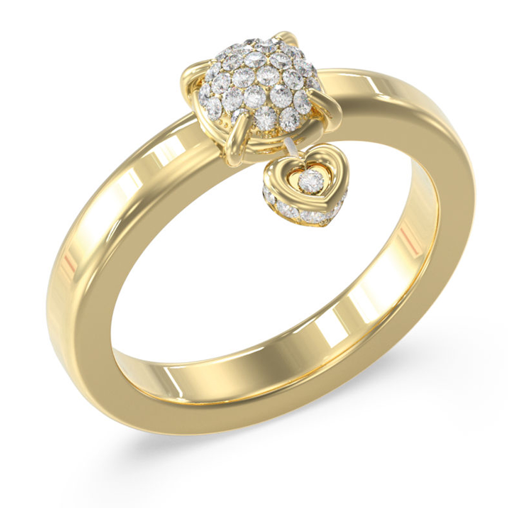 Γυναικείο δαχτυλίδι GUESS Gold Plated Steel LOVE, Με ζιργκόν - JUBR05470JWYG54