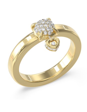 Γυναικείο δαχτυλίδι GUESS Gold Plated Steel LOVE, Με ζιργκόν - JUBR05470JWYG54