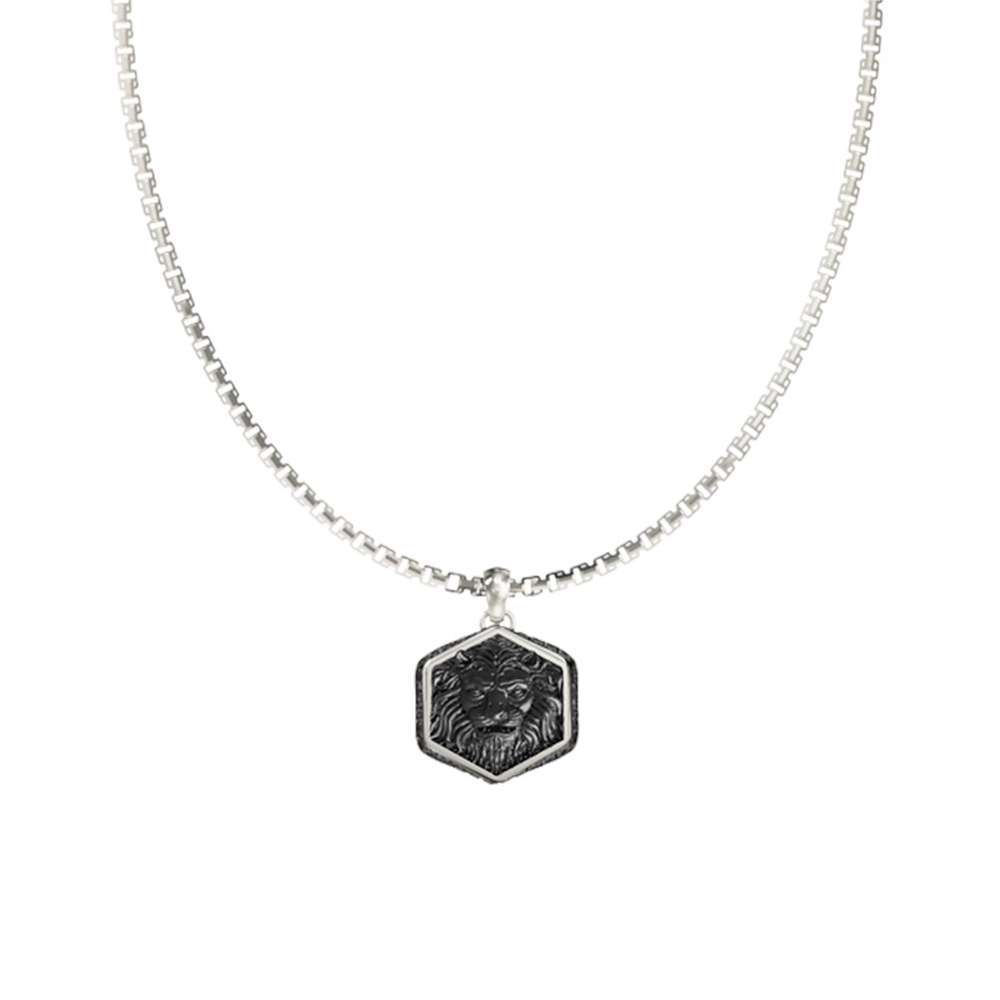 Ανδρικό κολιέ GUESS Steel Lion King - JUMN06002JWSTT-U