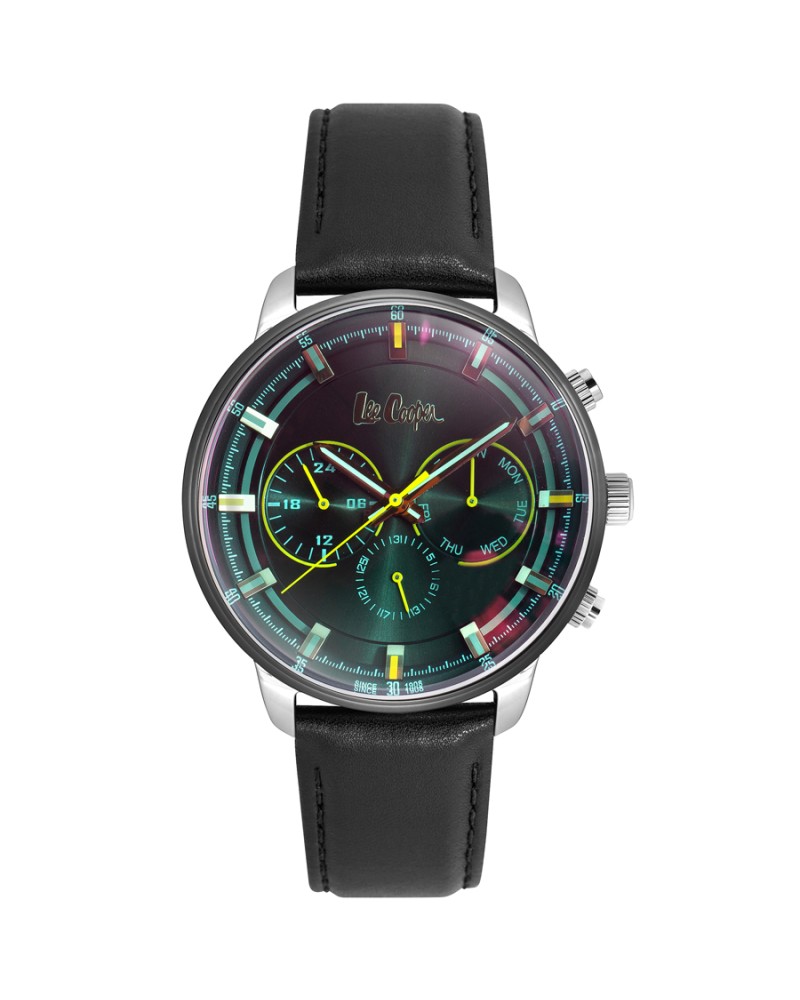 Ρολόι LEE COOPER Multifunction Black Leather Strap - LC06984.352