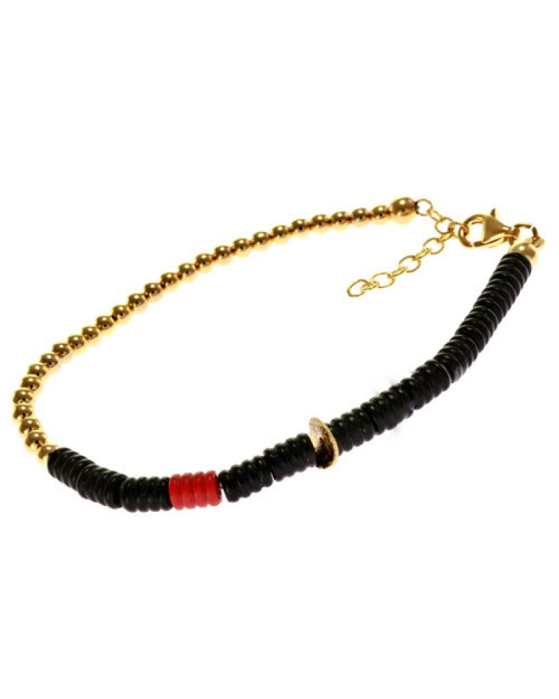 Βραχιόλι Επίχρυσο Loisir με Πέτρες Όνυχα - 02L05-00569