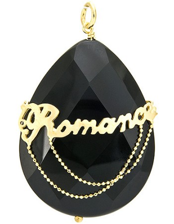 Μοτίφ Επίχρυσο Loisir Από Επιχρυσωμένο Ασήμι Με Μαύρη Πέτρα Romance - 05L05-00248