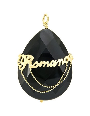 Μοτίφ Επίχρυσο Loisir Από Επιχρυσωμένο Ασήμι Με Μαύρη Πέτρα Romance - 05L05-00248