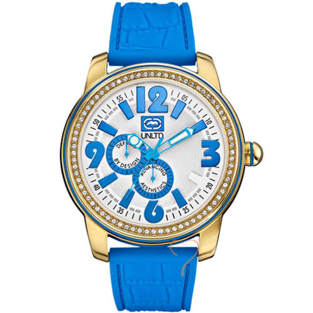 Ρολόι Marc Ecko Unltd Miami Blue Rubber Strap - E13544G5