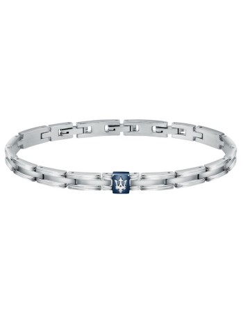 Ανδρικό Βραχιόλι MASERATI Iconic Stainless Steel, με μπλε λεπτομέρειες με λογότυπο - JM420ATK03
