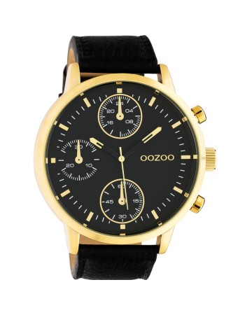 Ρολόι OOZOO Timepieces 50 mm Gold Black Leather Strap - C10531
