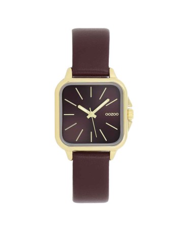 Ρολόι OOZOO 34mm Square Βordeaux Leather Strap - C11613