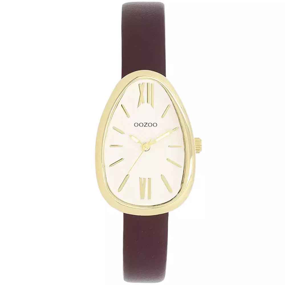 Ρολόι OOZOO egg-shaped 31x24mm Brown Leather Strap - C11635