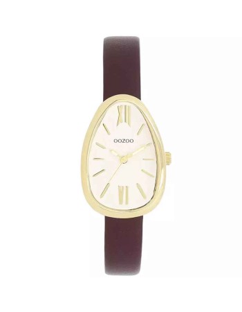 Ρολόι OOZOO egg-shaped 31x24mm Brown Leather Strap - C11635