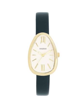 Ρολόι OOZOO egg-shaped 31x24mm Black Leather Strap - C11636