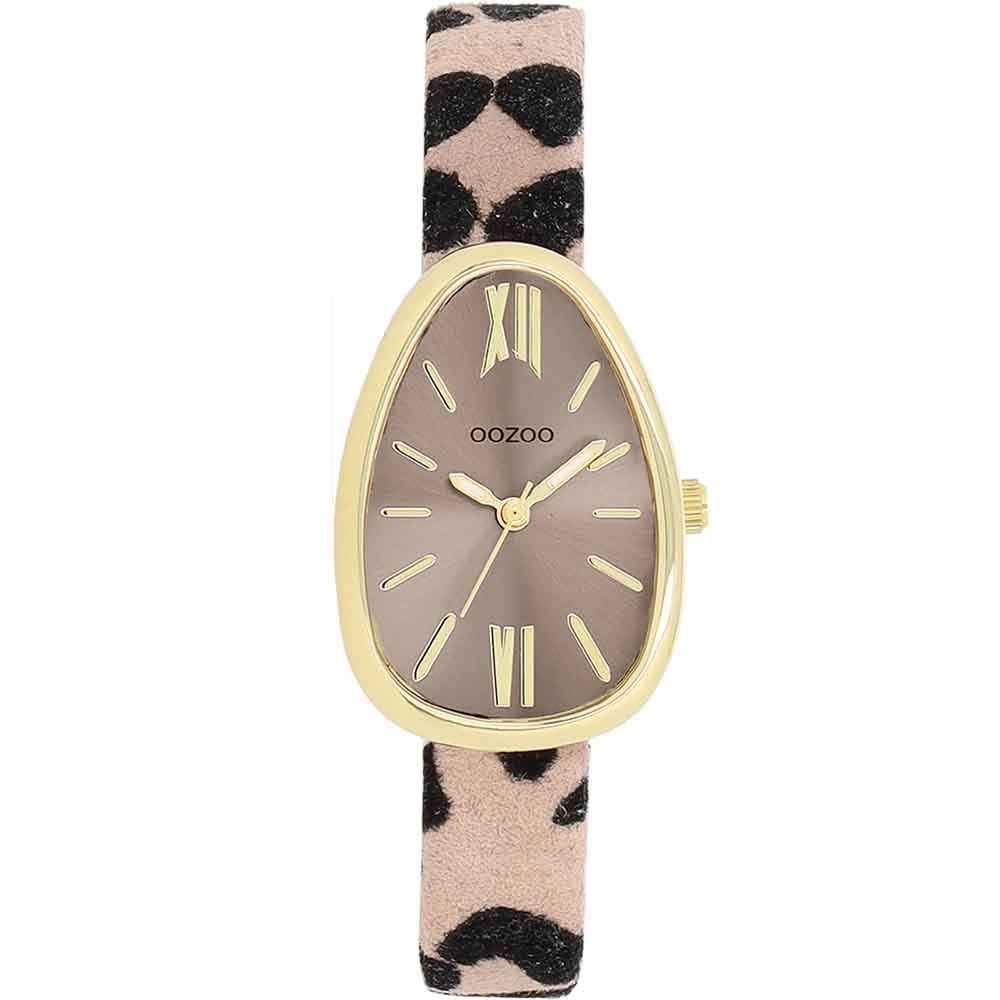 Ρολόι OOZOO egg-shaped 31x24mm Animal Print Leather Strap - C11638