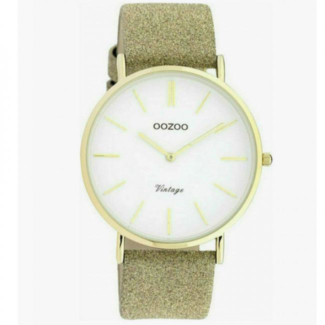 Ρολόι OOZOO Vintage 40mm Gold Glitter Leather Strap C20148 - C20148