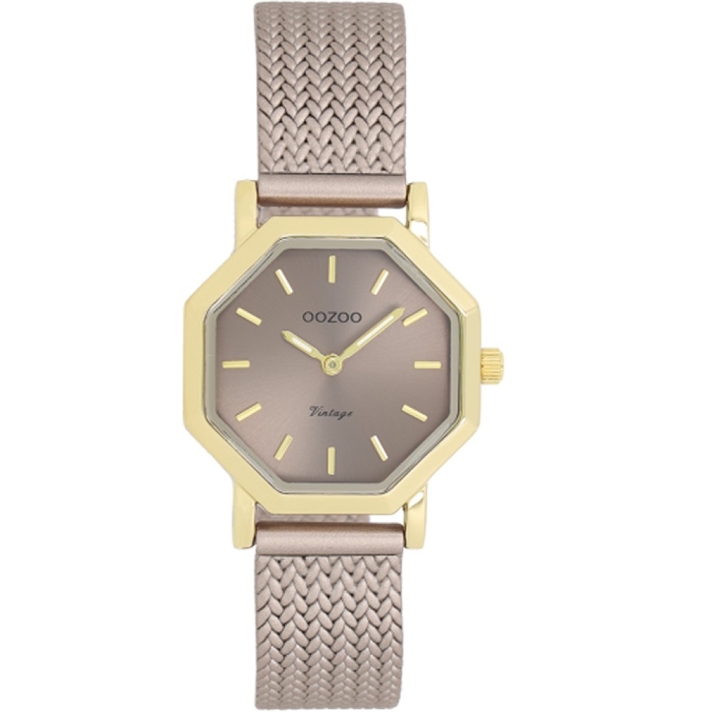 Ρολόι OOZOO polygon-shaped 28mm TAUPE Plated Bracelet - C20439