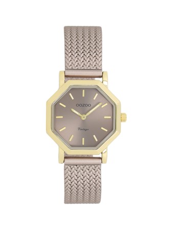 Ρολόι OOZOO polygon-shaped 28mm TAUPE Plated Bracelet - C20439