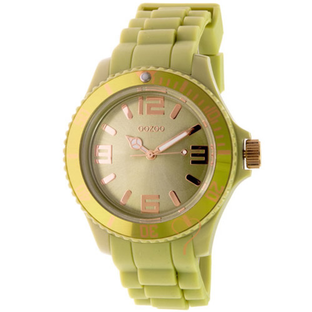 Ρολόι Oozoo Unisex 43mm RoseGold Bezel-Olive Rubber Strap - C4369